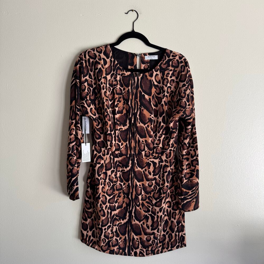 Babaton Black + Brown Samson Cheetah Animal Print Mini Shift Dress Size 4 NWT - Picture 10 of 11
